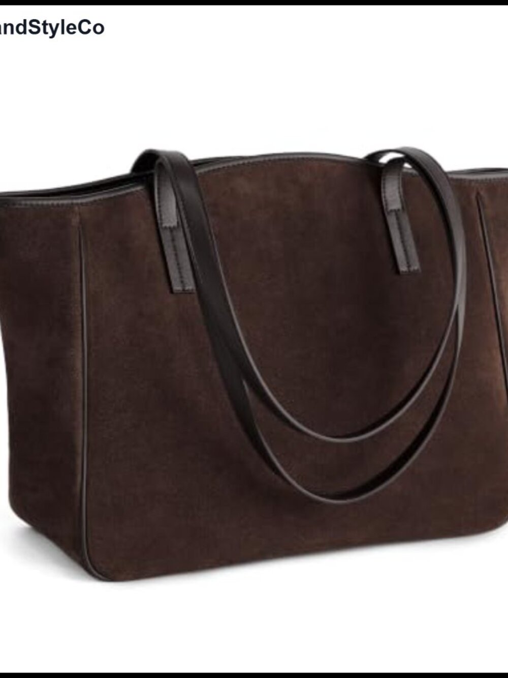 Genuine Leather Tote Bag Zipper Work Travel Shoulder Bag with Luggage Sleeve